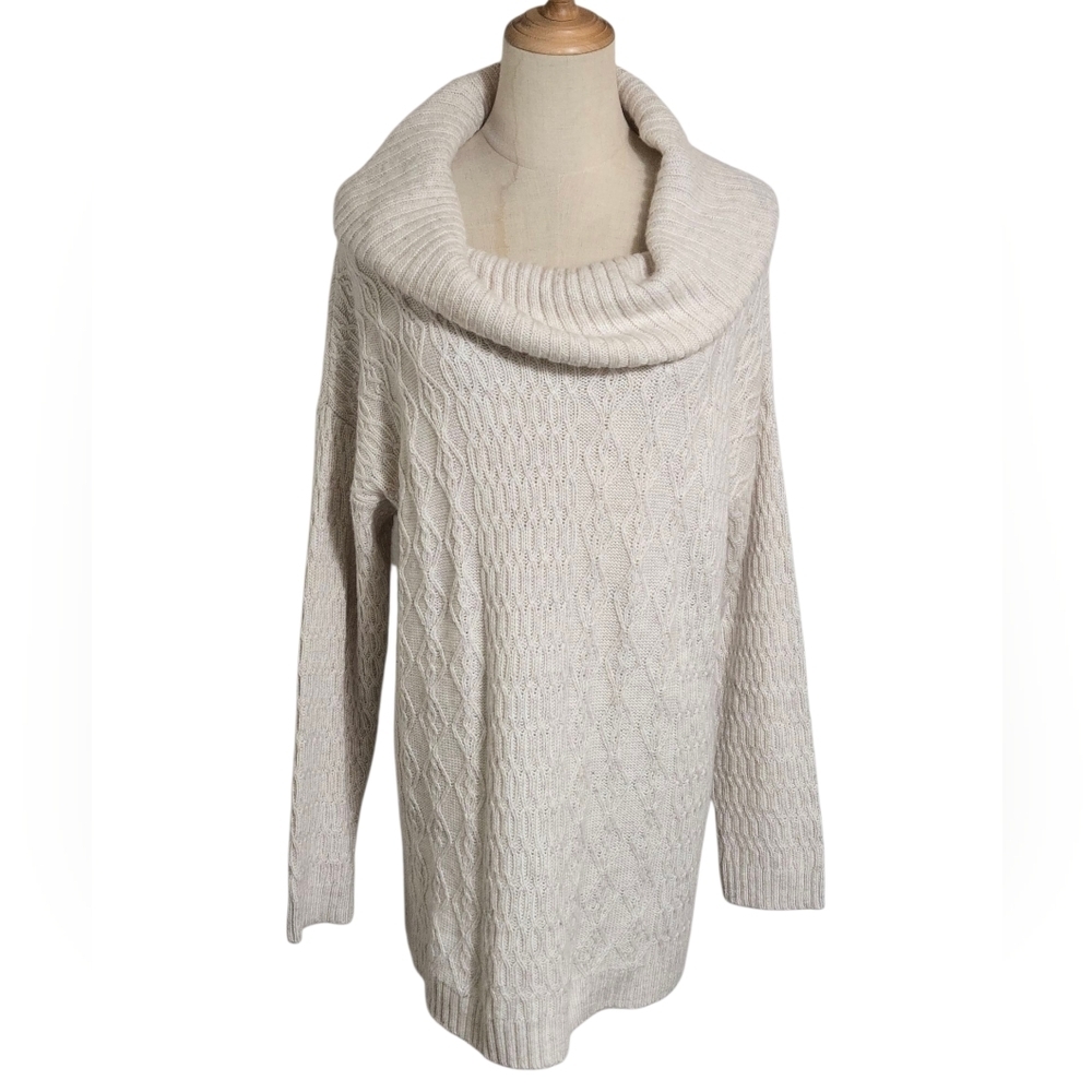 Coldwater Creek Cream Wool And Cashmere Blend Cowl Neck Sweater